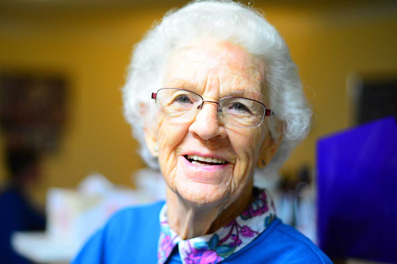 Senior Woman with Low Vision, Wearing Eyeglasses