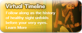 Virtual Timeline button with text: 'Follow along as the history of healthy sight unfolds before your very eyes.